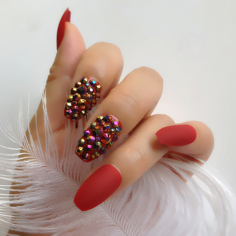 Nep nagels 24 -stcs/set kist kunstmatige nagels tips aangepaste strass Pers op nagel valse nagels kunstgereedschappen accessoires