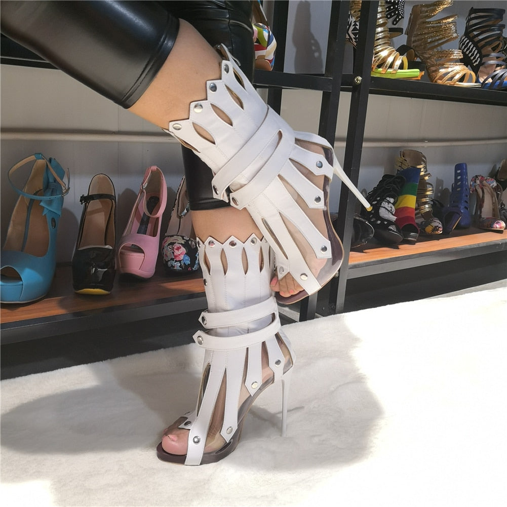 DoraTasia Brand design sexy Summer Boots Big Size 47 Party Sandals Women Shoes Fashion Gladiator Thin High Heels Shoes Woman White