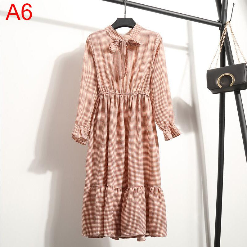 Plus Size Women's Clothing Long Sleeve Chiffon Shirt Dresses For Women Red Bow Floral Club Party Autumn Winter платье Woman A6