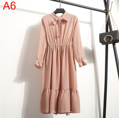Plus Size Women's Clothing Long Sleeve Chiffon Shirt Dresses For Women Red Bow Floral Club Party Autumn Winter платье  Woman