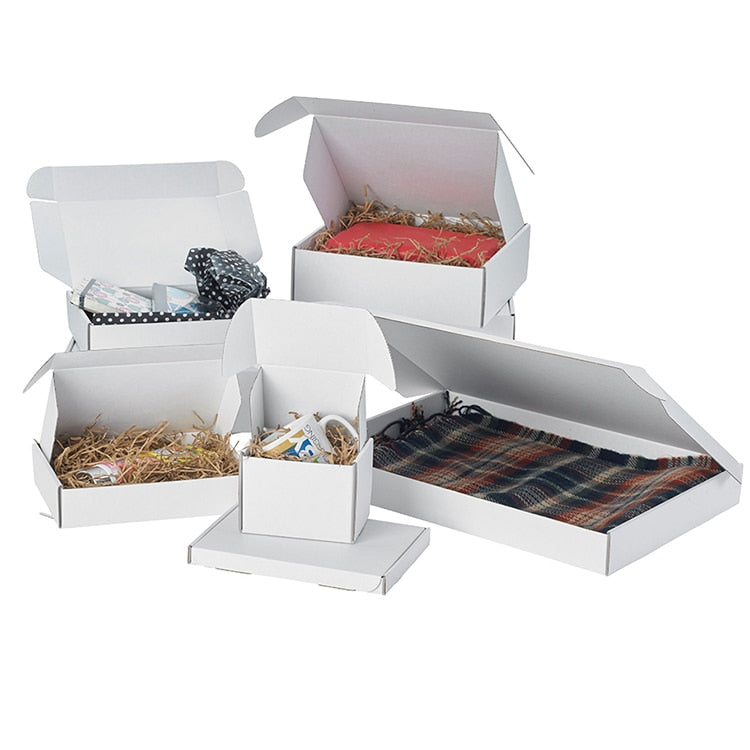 500pcs Custom Logo Printing White Black Corrugated Kraft Cardboard Mailer Shipping Boxes Gift Paper Box Packaging