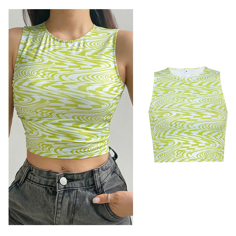 Vintage Brown Halter Camisole Hollow Out Cyber Y2k Crop Top Women Gothic Sexy Aesthetic Fairy Corset Tank Camis 90s Clothes nz740-green