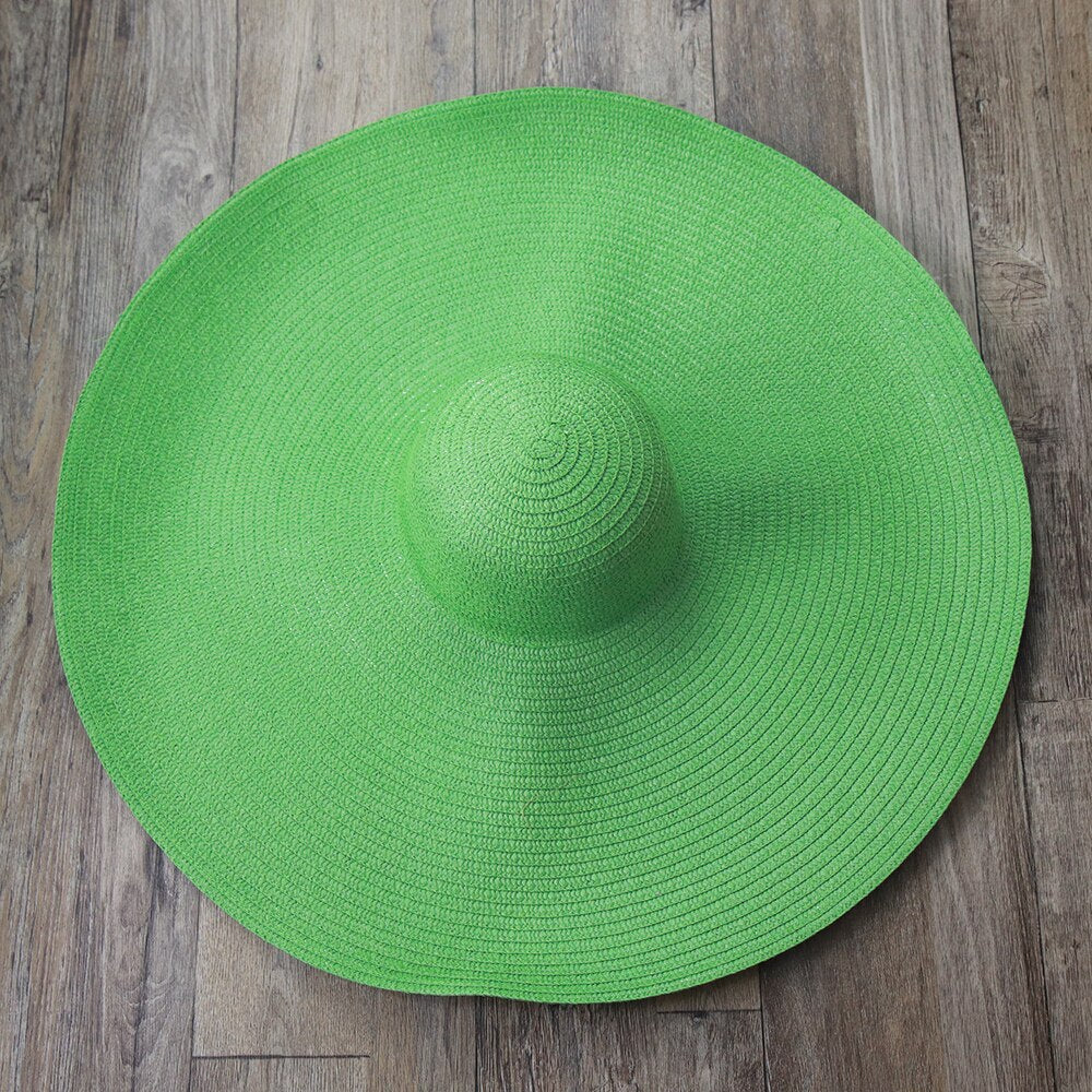 Women Beach Accessories Sombrero Big Size Hat Female Large Wide Brim Straw Sun Hats Oversized Anti UV 50 Summer Hat Wholesale green