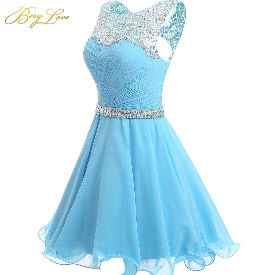 Royal Blue Short Homecoming Dress Mini Beaded Chiffon Homecoming Gowns Short Graduation Dresses Gowns Prom Dresses