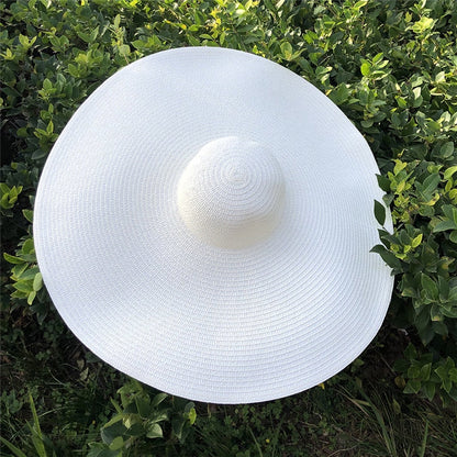 25CM Wide Brim Oversized Beach Hats For Women Large Straw Hat UV Protection Foldable Sun Shade Hat Wholesale Dropshipping