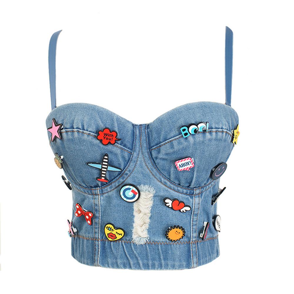 Irene Tinnie Sexy Cute Hole Cartoon Decoration Push Up Bustier Women's Bralette Cropped Top Vest Plus Size 120 1