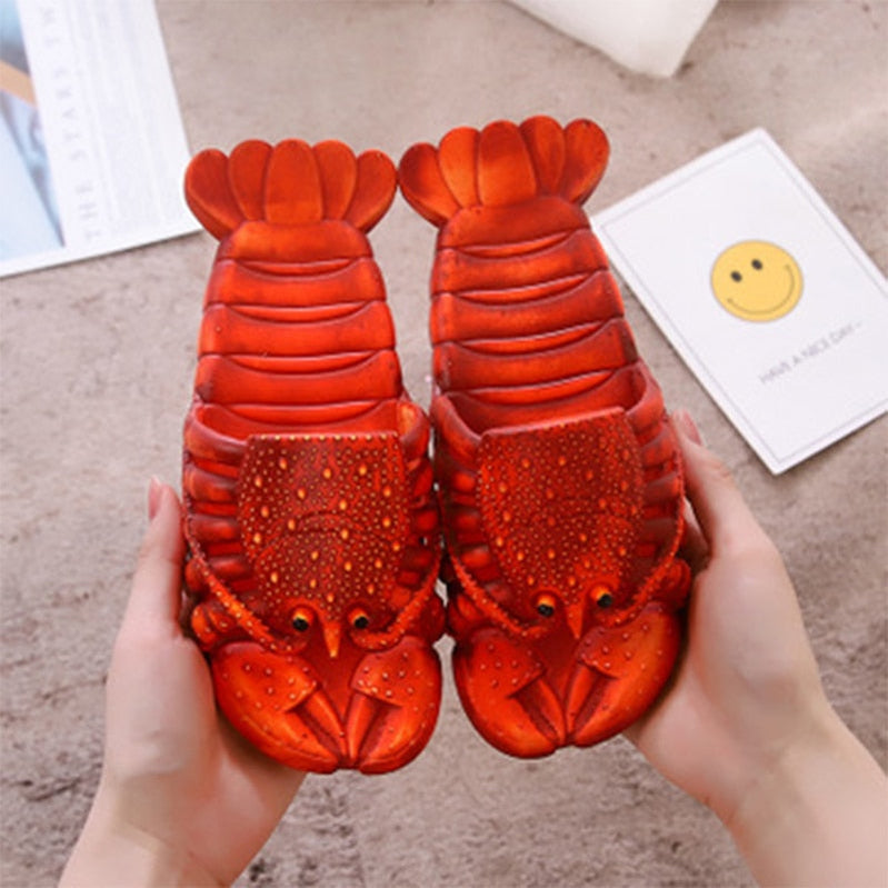 Lobster Slippers Men Funny Animal Summer Flip Flops Cute Beach Shower Casual Shoes Women Unisex Big Size Soft Home Slippers