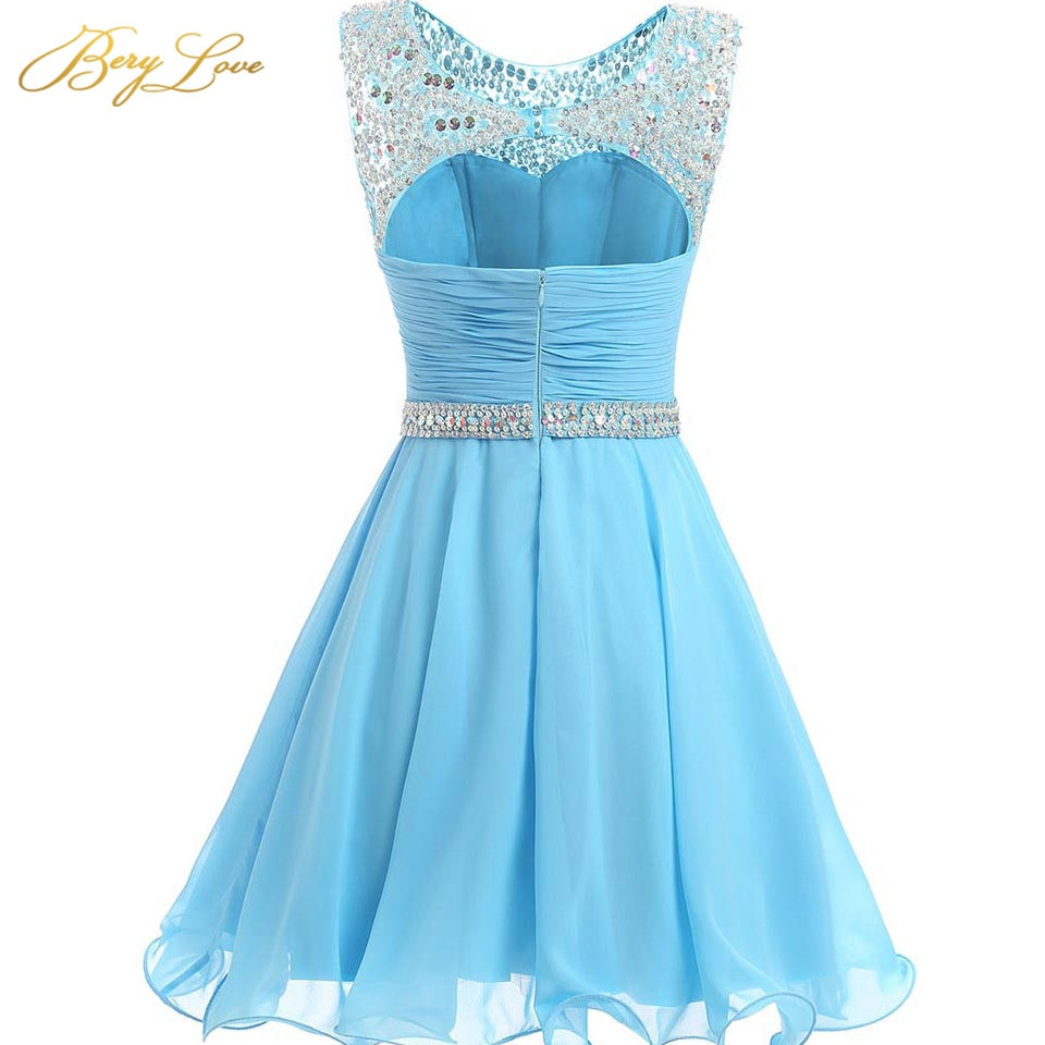 Royal Blue Short Homecoming Dress Mini Beaded Chiffon Homecoming Gowns Short Graduation Dresses Gowns Prom Dresses