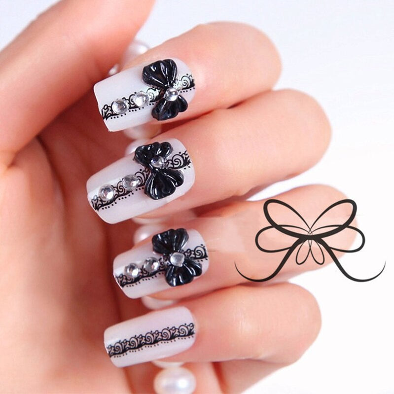 24pcs False Nails Floral Beads Decorated Artificial Nail Tips Bride Reusable Fingernails Fake Nail Press On Nail накладные ногти 18