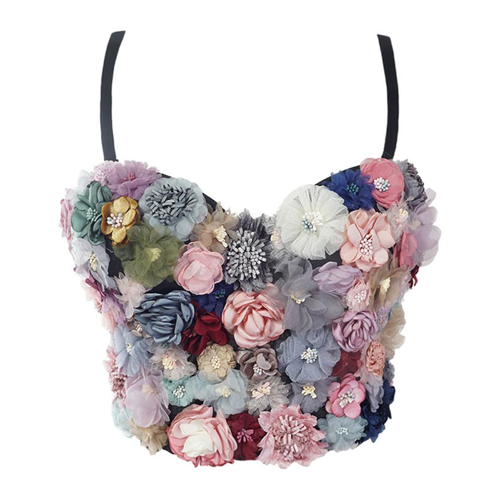 SXTHAENOO Sexy &amp; Charming Applique Floral Corselets Women&#39;s Bachelorette Bustier Bra Cropped Top Wedding Bralette Vest 103