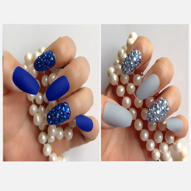 Fake nails 24pcs/set coffin artificial nails tips Custom Rhinestone press on nail false nails art tools Accessories