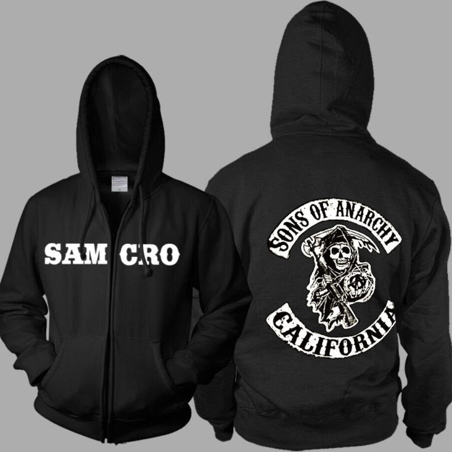 Adult Sons of Anarchy Hoodie TV Black Halloween Cosplay Party Costume Women Men Zipper Jacket Coat Mayans Sweatshirt Clothing