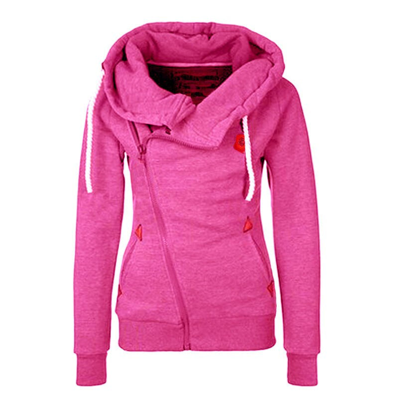 Warm Fashion Women Hoodie Asymmetric Side Zipper Drawstring Slim Long Sleeve Sweatshirt Jacket Top Coat Female Sweatshirt