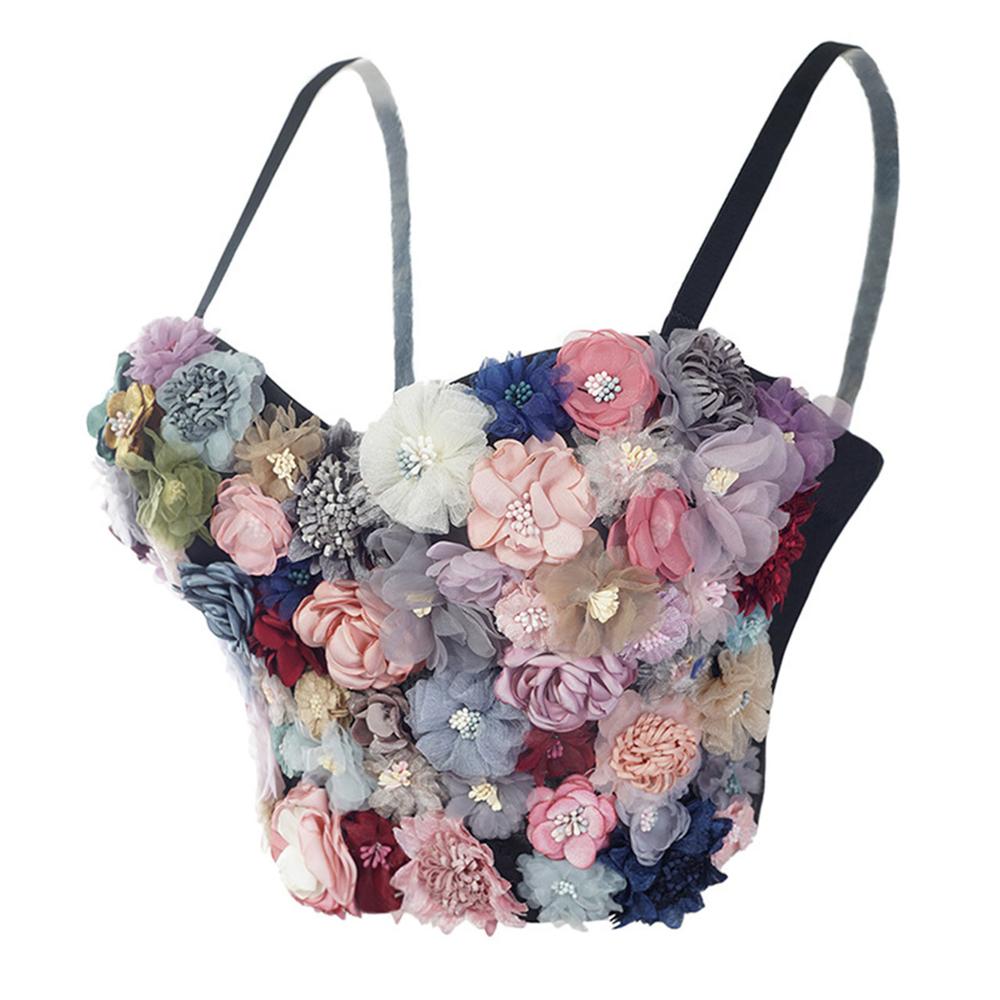SXTHAENOO Sexy &amp; Charming Applique Floral Corselets Women&#39;s Bachelorette Bustier Bra Cropped Top Wedding Bralette Vest