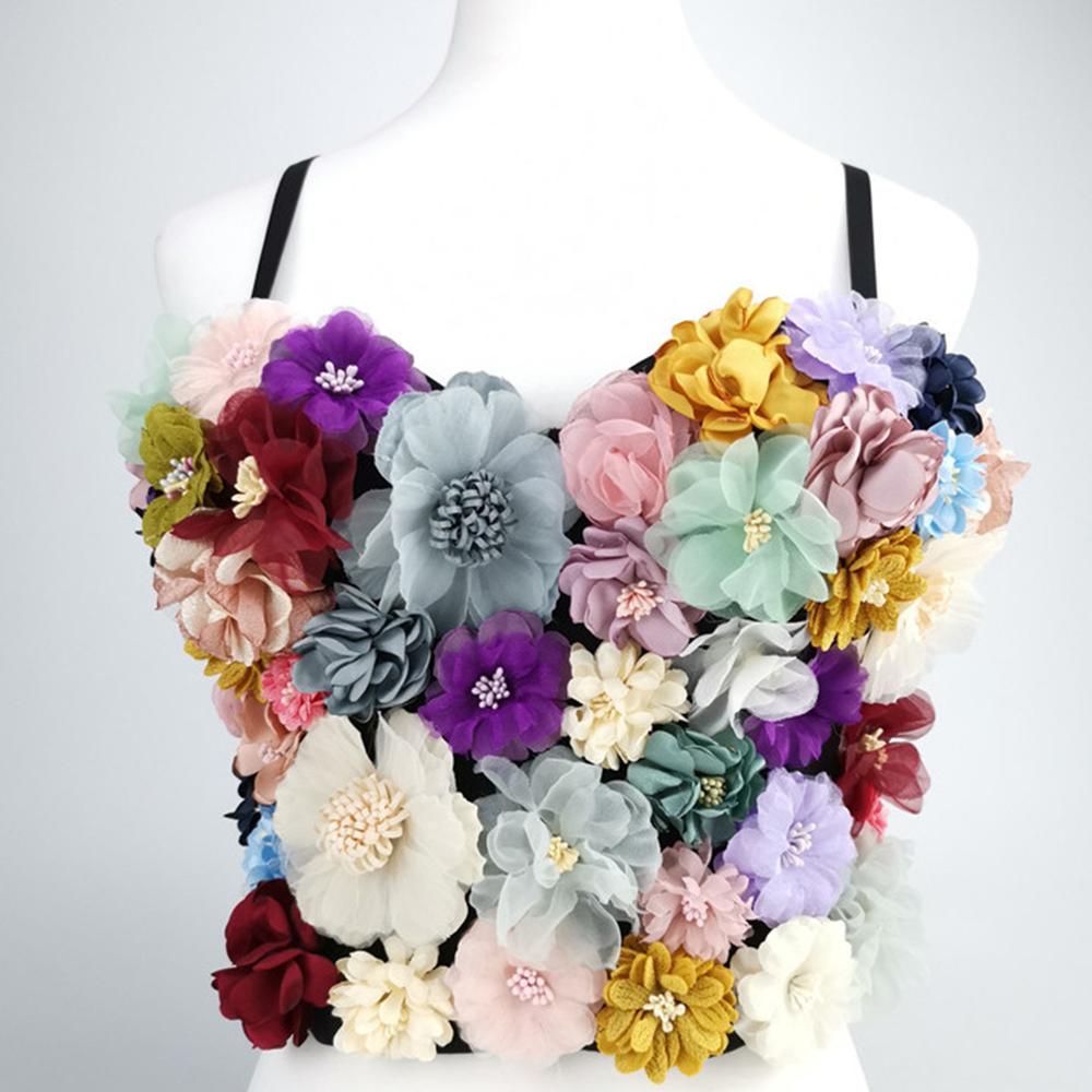 SXTHAENOO Sexy &amp; Charming Applique Floral Corselets Women&#39;s Bachelorette Bustier Bra Cropped Top Wedding Bralette Vest 2
