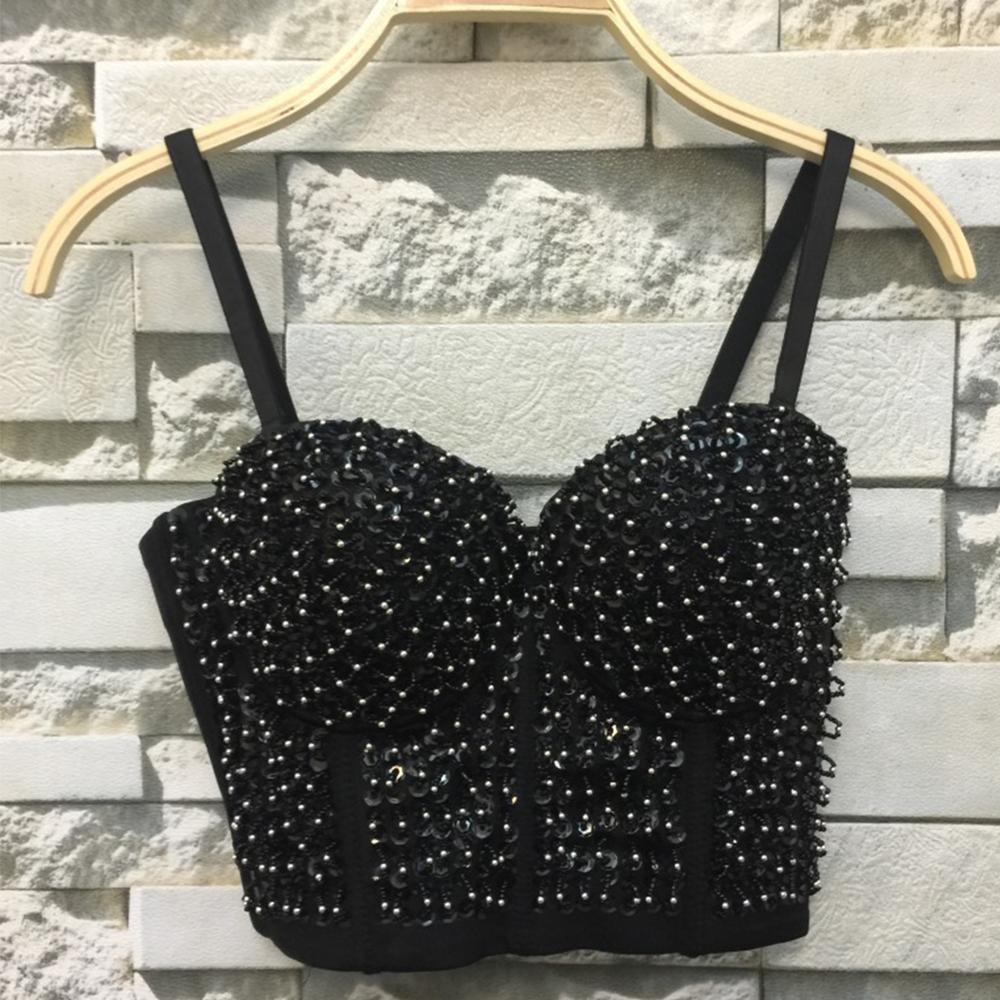 IRENE TINNIE Handmade Shiny Rhinestone Crop Top Shining Tank Top Backless Vest Sexy Bra Party Nightclub Vest 9702