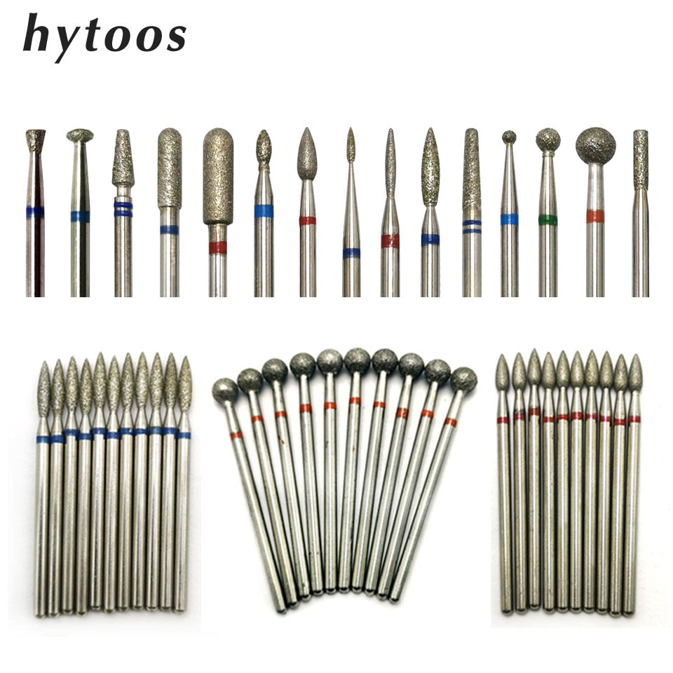 Hytoos 10pcs/sæt neglebor Bits Diamond Cutters til manikyrkutikel Burr Milling Cutter til Pedicure Nails tilbehør Værktøj