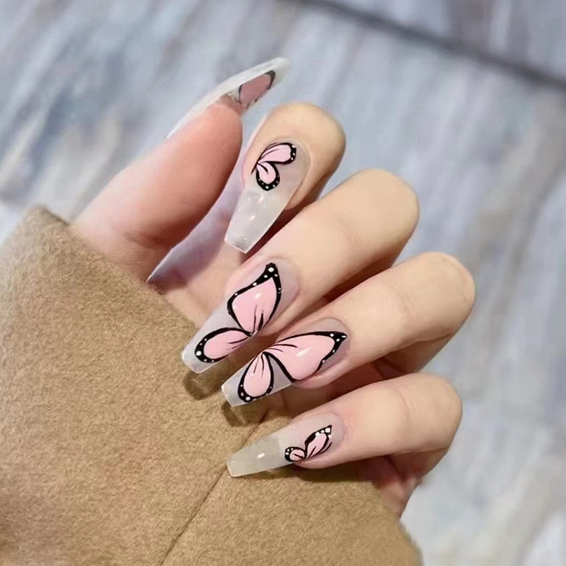 24 -stcs/doos zoete korte ronde/vierkante kop valse nail art volledige omslag afneembare kunstmatige nep nagels ballerina druk op nagels tips