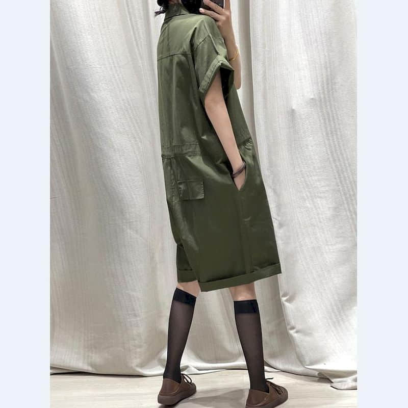 Vintage Jumpsuit Wide Leg Shorts Bodysuit High Waist Loose Workwear Pants Overall Large Size Playsuit Women Clothing One-pieces