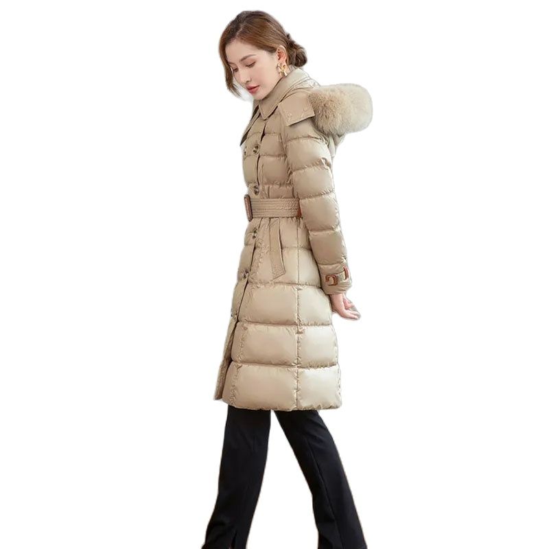 Down Cotton Coat Women's Mid length Thickened Fashion Slim Fit Down Cotton Coat