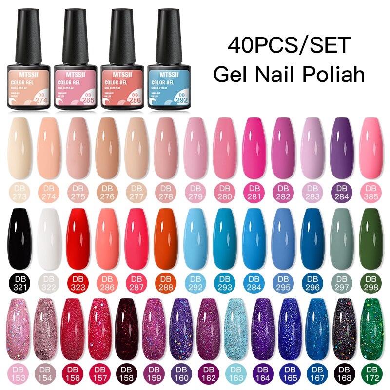 Mtssii 24/25/40/60PCS Gel Nail Polish Set Color Gel Semi Permanent UV Led Varnish Nail Art Design Soak Off Gel Set Nail Gel Set ZH20525