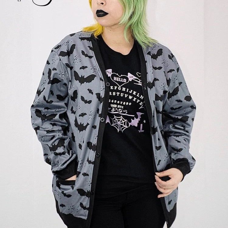 ז'קט נשות עטלף גותי שחור גותי נופל רוכסן רוכסן מזדמן עליון מפלגת Y2K טופ אופנה