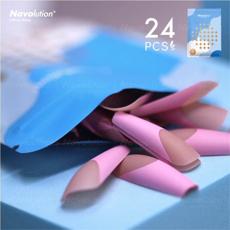 Navolution 24Pcs/Set DIY Manicure Wearable Fake Nails press on Detachable Finished Fingernails Ballet Square Head Almond Short