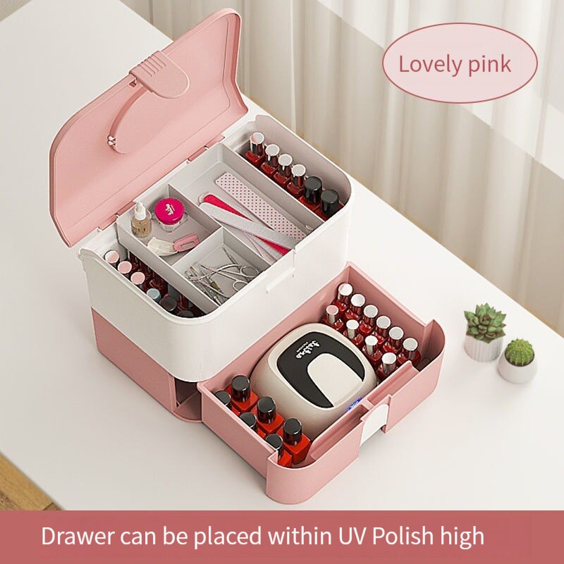 Portable Nail Tools Storage Box Anti-dust Nail Polish Plastic Storage Box Large Capacity Storage Nail Enhancement Box
