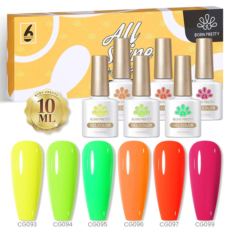 BORN PRETTY 10ml Nude Pink Gel 6PCS Nail Polish Set Milky Jelly Pink Transparent Serise Soak Off UV LED Nail Gel Varnish Kit 6Pcs New Set 12