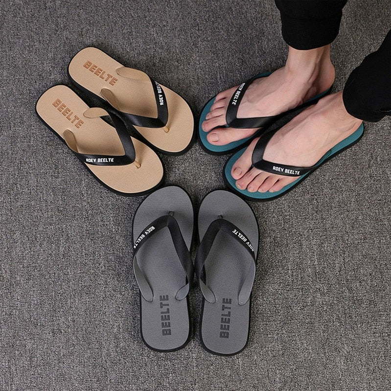 Slippers Men Flip Flops Beach Sandals Non-slip Casual Flat Shoes Slippers Indoor House Shoes for Men Outdoor Slides