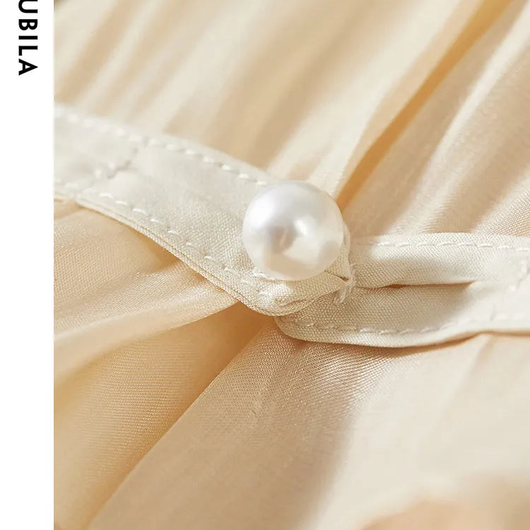 Vintage Elegant Dresses for Women Summer Fashion V-Neck Empire Puff Sleeves A-Line Long Dresses Women Clothing