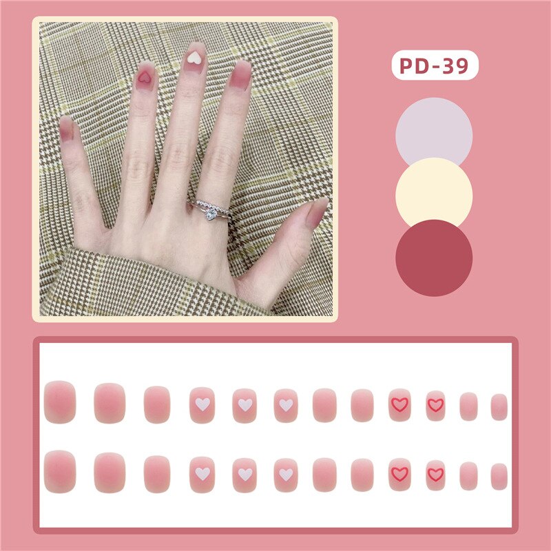 24pcs Lemon Short Wear Tips Nail False Patch Press on Nails Supplies for Professionals Artifical Fake Nails Faux Ongles Uñas PD-39-Fake Nails Art