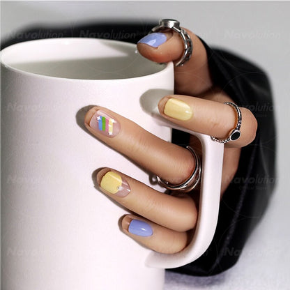 Navolution 24Pcs/Set DIY Manicure Wearable Fake Nails press on   Detachable Finished Fingernails Ballet Square Head Almond Short