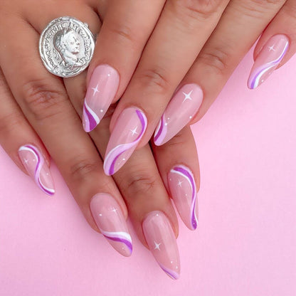 24Pcs/Box White French Fake Nails Press on Long XL Length Rhinestone Design False Nails Full Cover Acrylic Nail Tips