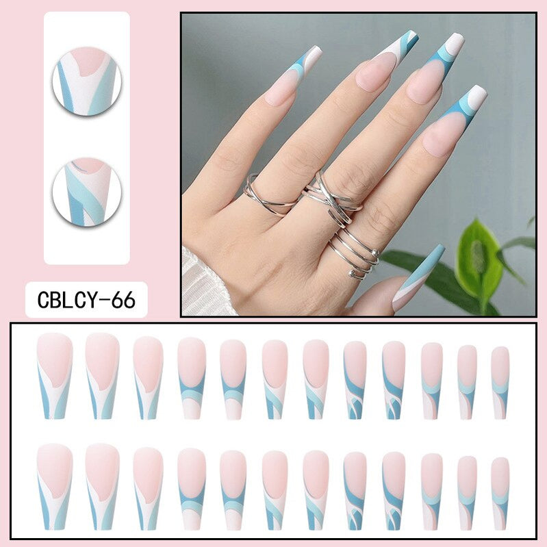 24pcs/Box Charming Pink Flame Short Ballet Wearable Fake Nails press on Square Head Full Cover Detachable Finished Fingernails