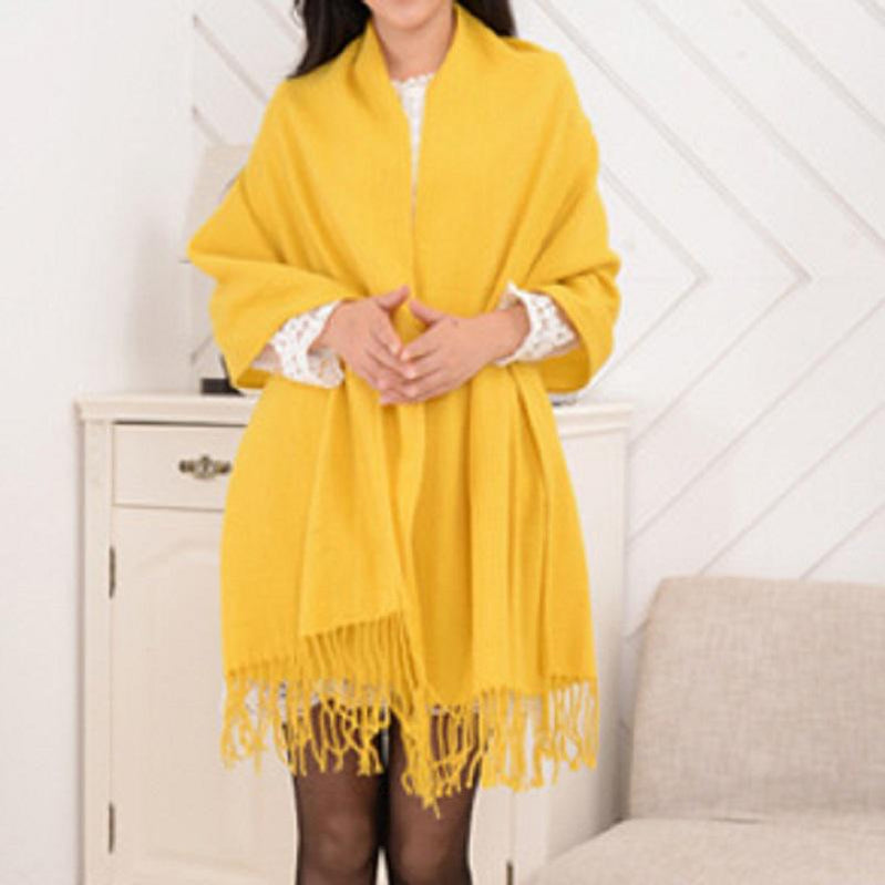 Winter Female Lattice Imitation Cashmere Scarf Autumn And Winter Thick Fashion Warm Wild Scarf Shawl Yellow 180CM