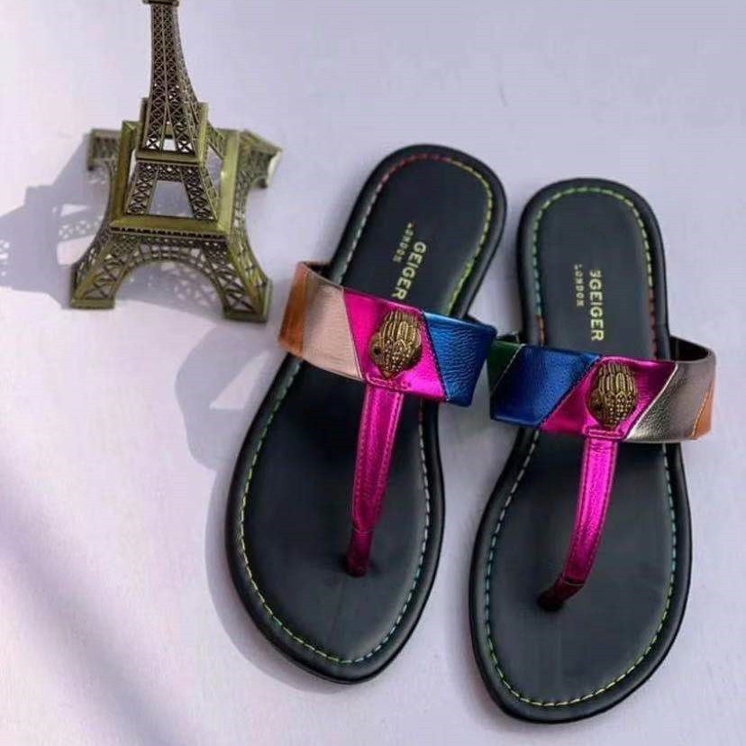 Hardware diamond buckle flip-flops women slides outdoor beach slipper females woman Large size ladies sandals Women's shoes multi