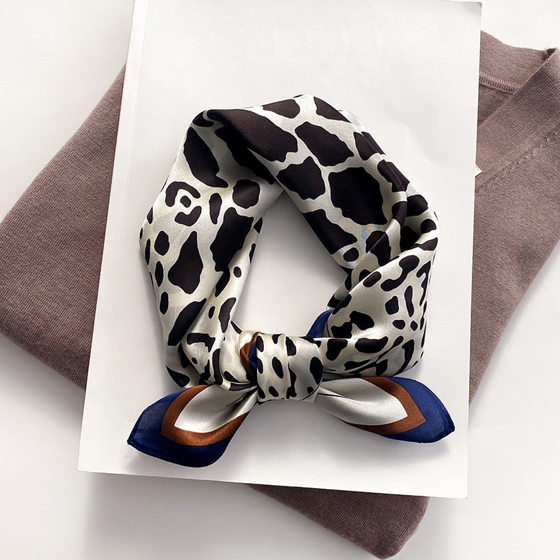 Fashion Designer Print 100% Natural Silk Square Scarves Women Hairband Neck Foulard Female Small Kerchief Bandana New FZ83-4 53cm real silk