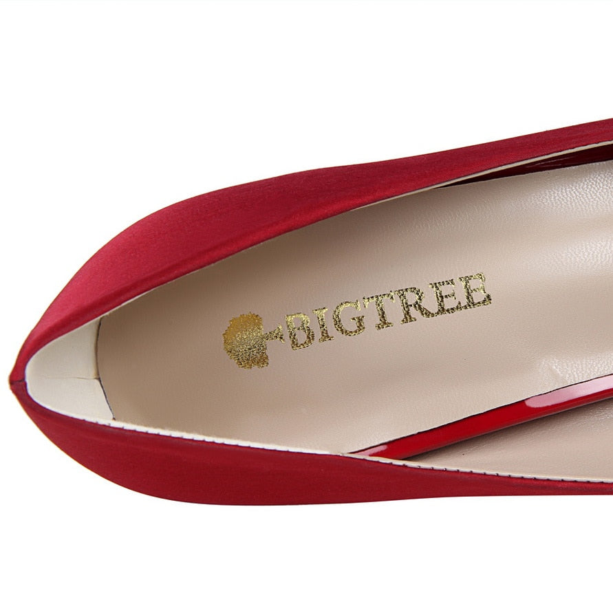 Luxury 10cm High Heels Woman Metal Carving Heels Satin Silk Dress Pumps Lady Wedding Bridal Scarpin Catwalk Green Wine Red Shoes