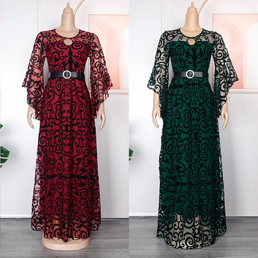 Plus Size African Party Dresses for Women 2023 New Fashion Dashiki Ankara Wedding Gowns Elegant Turkey Muslim Chiffon Maxi Dress