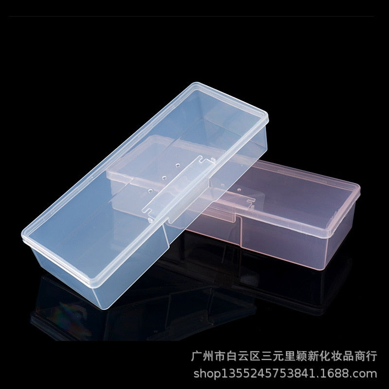 Nail Art Storage Box Nail Accessories Organizer Clear Cuboid Plastic Container Packaging Case for Nail Brush File Manicure Tools