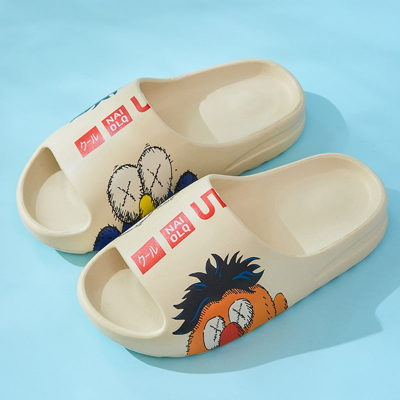 Men Women Slippers Orginal Sandals Women Beach Casual Shoes EVA Slides Original Men Flip-flops Summer Summer Sandal Men&#39;s boluotou-beige