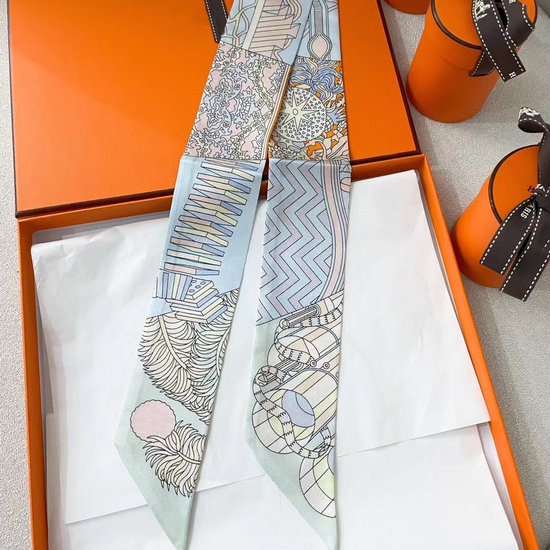 Mulberry silk silk tie bag long silk scarf star internet celebrity same style suit scarf streamer headband 1 5X 86CM