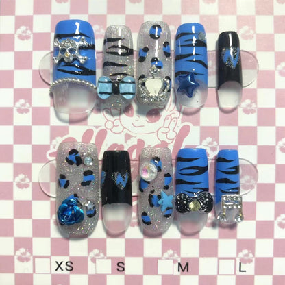 New Diy Hello Kitty Spice Girls Y2k Punk Finished Customized Sparkling Diamond Handmade Press on Nail Tips Detachable Manicure