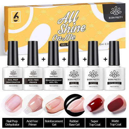 BORN PRETTY 10ml Nude Pink Gel 6PCS Nail Polish Set Milky Jelly Pink Transparent Serise Soak Off UV LED Nail Gel Varnish Kit