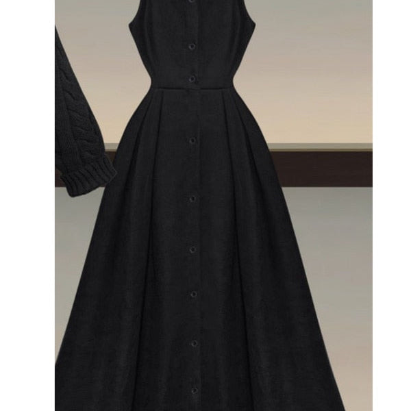 Fall Winter Two Piece Sets Women Outfits Korean Casual Long Sleeve Twist Knitted Short Sweater And Straped High Waist Dress Sets dress