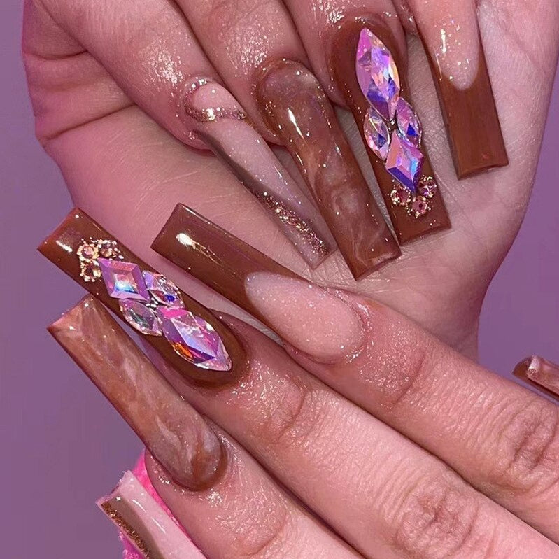 Fake Nails Heart Pattern Full Cover Fake Nails DIY Glue Press On Nails Nail Supplies For Professionals JP1708