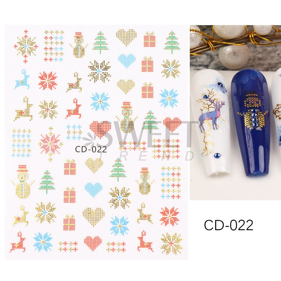 Snow Bird Winter Autumn Nail Art Stickers Maple Leaf Cotton Flower Fall Design Line Adhesive Sliders Manicure Decoration JINO-48 CD-022