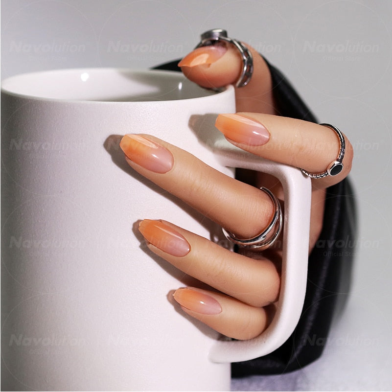 Navolution 24Pcs/Set DIY Manicure Wearable Fake Nails press on Detachable Finished Fingernails Ballet Square Head Almond Short 44