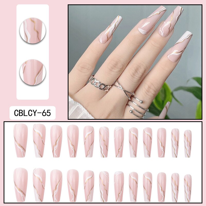 24pcs/Box Charming Pink Flame Short Ballet Wearable Fake Nails press on Square Head Full Cover Detachable Finished Fingernails CBLCY 65 1